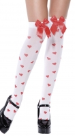 White Knee High Stockings With Red Hearts