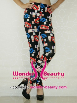 Sexy Lip Cards Print Winter Leggings