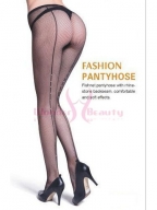 Back Seam And Rhinestones Fishnet Pantyhose