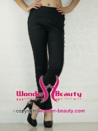 Black Metallic Luster Rivet Leggings