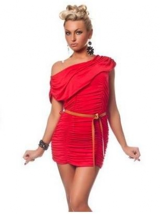 Red Lotus Leaf Shoulder Clubwear