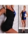 Sexy Black-Blue Deep V Clubwear