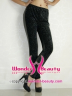 Black Splicing Leather Leggings