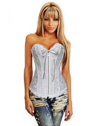 Bridal White Zipper Corset