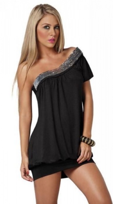 Black Sleeveless Lace Sexy Miniskirt