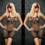 Black Strappy Back Fishnet Dress