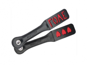 Red And Black Leather Valentine Heart Paddle
