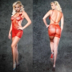 Red Industrial Net Mini Dress