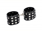 Black Leather Love Chain Wrist Cuffs