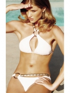 Rice White Bikini Halter Metal Ring