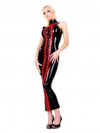 Black Wetlook Leather Long Tight Dress