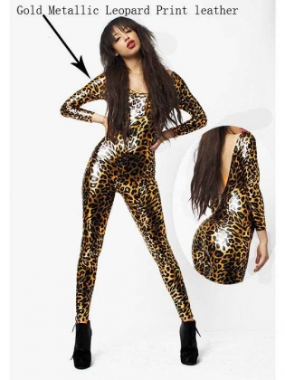 Leopard Print Sexy Leather Tight Conjoined Lingerie