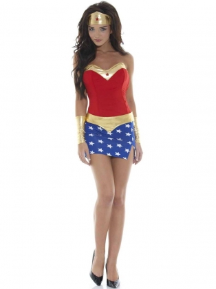 Blue And Red Sexy Super Woman Costume