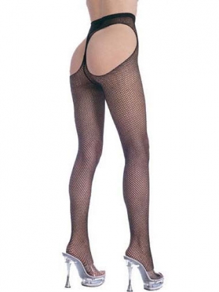 Open Front Fishnet Suspender Pantyhose