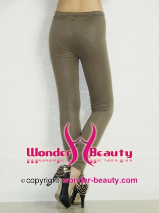 Sexy Gray Smooth Faux Leather Leggings