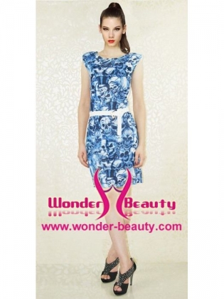 Blue Remarkably Skeleton Sexy Dress With Belt