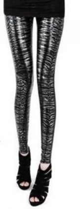 Stripes Smooth Faux Leather Leggings