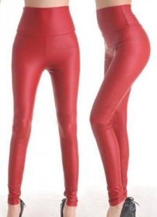 Red High -Waisted Trousers Leggings