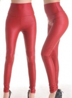 Red High -Waisted Trousers Leggings