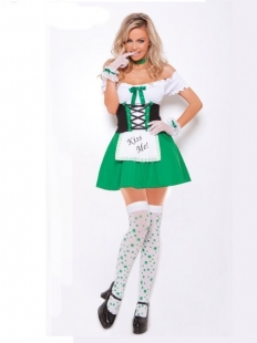 Active Green Hem And White Top Costume