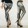 Silvery Matte Metallic Splicing Leggings