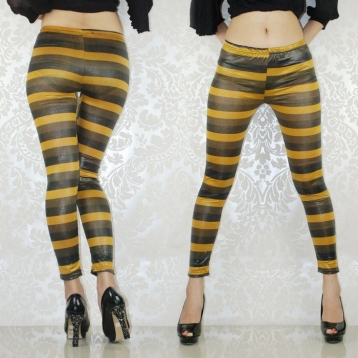 Yellow Gray Stripe Beautiful Leggings