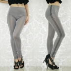 Gray Line Stripe Seamless Leggings