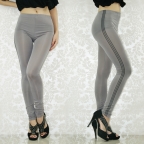 Gray Line Stripe Seamless Leggings