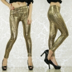 Golden Soft Foil Metallic Leggings