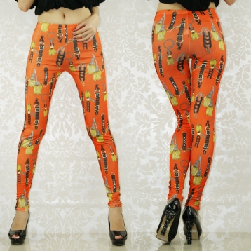 Orange Passion Tassels Fashion Leggings
