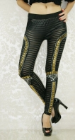 Punk Rivet Perspective Stripe Leggings