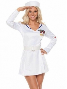Pure White Long Sleeve Sailor Costume