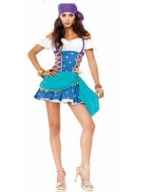 Blue Lace-up Pirate Maid Costume