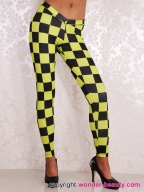 Yellow And Black Checks Leggings