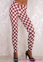 White Red Gien Check Leggings