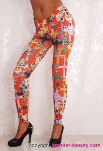 Red Colorful Cross Leggings