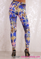 Blue Colorful Cross Leggings