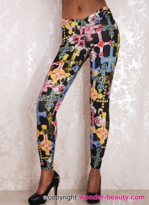 Black Colorful Cross Leggings