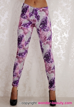 Water-drop Purple Leopard Leggings