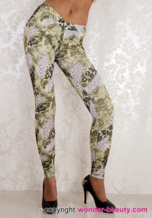 Water-drop Light Green Leopard Leggings