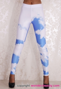 Blue Sky And White Cloud Leggings