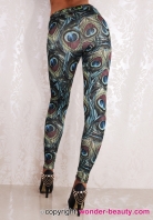 Cyan Peacock Feathers Leggings