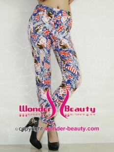 Blue Union Flag Figure Pattern Leggings