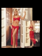 Big Red Sheer Lace Bra Night Gown