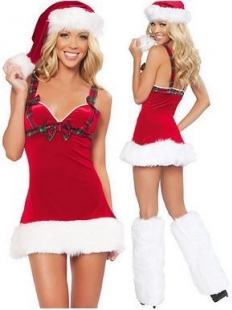 Sassy Santa Dress With Checked Bow