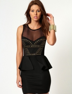 Elegant Queen Black Peplum Dress