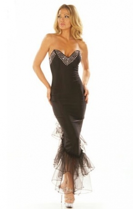 Strapless Shiny Evening Dress