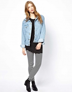 White Black Pin-striped Leggings