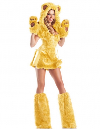 Deluxe Yellow Fur Cats Costume