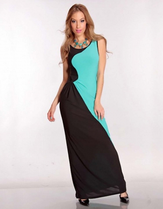 Elgant Black Green Color Combine Gown
